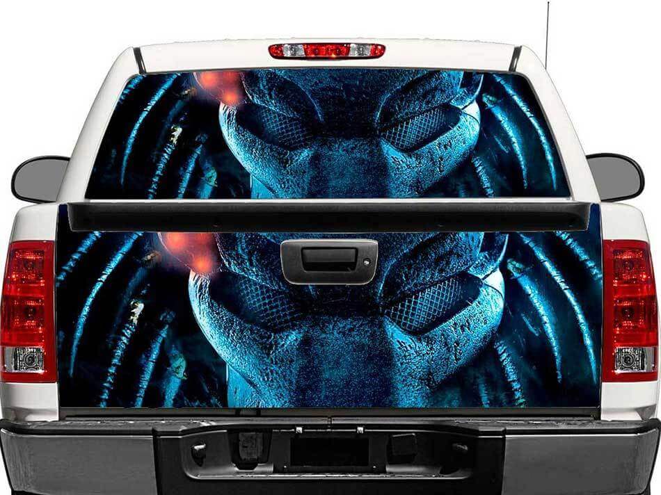 Calcomanía de vinilo para ventana trasera o portón trasero Predator para camionetas y SUV