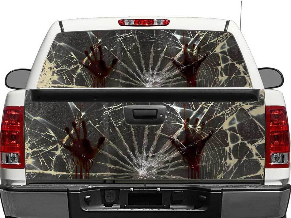 Zombie Hands Broken Glass ventana trasera o portón trasero calcomanía pegatina camioneta SUV coche