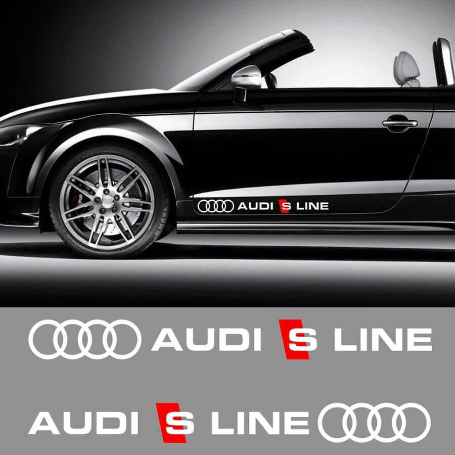 Juego de pegatinas de vinilo para faldones laterales Audi S Line para coches Audi