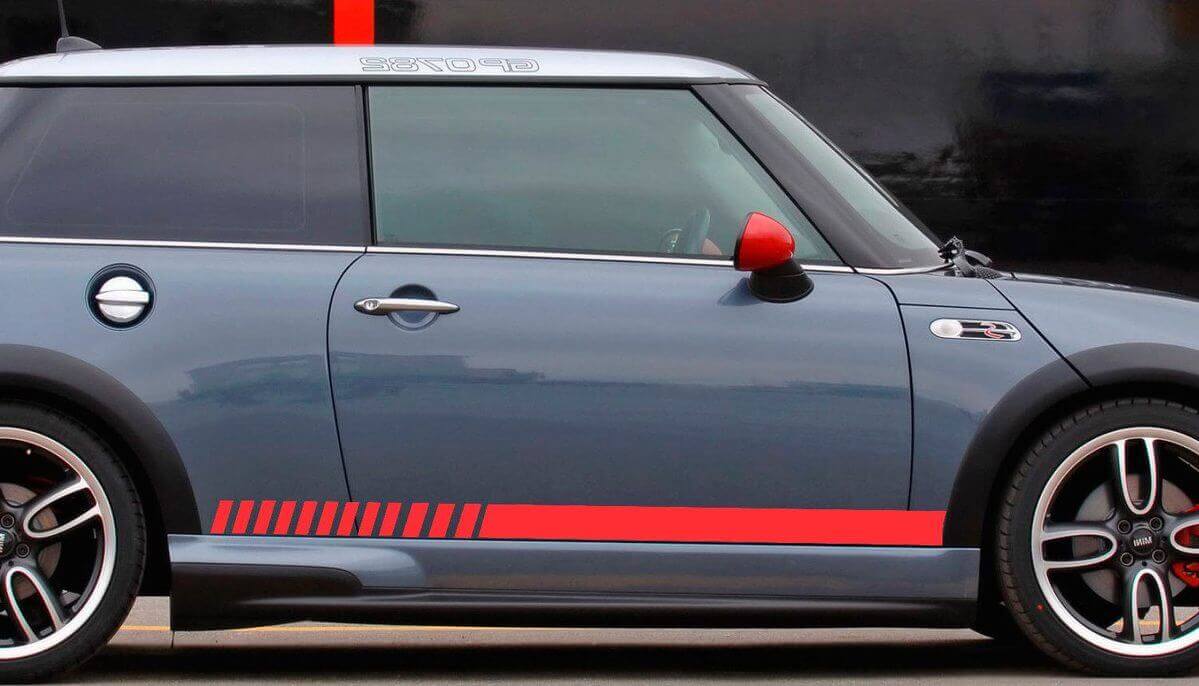 Pegatinas de franjas laterales para paneles para Mini Cooper Rally Turbo 2000-2015