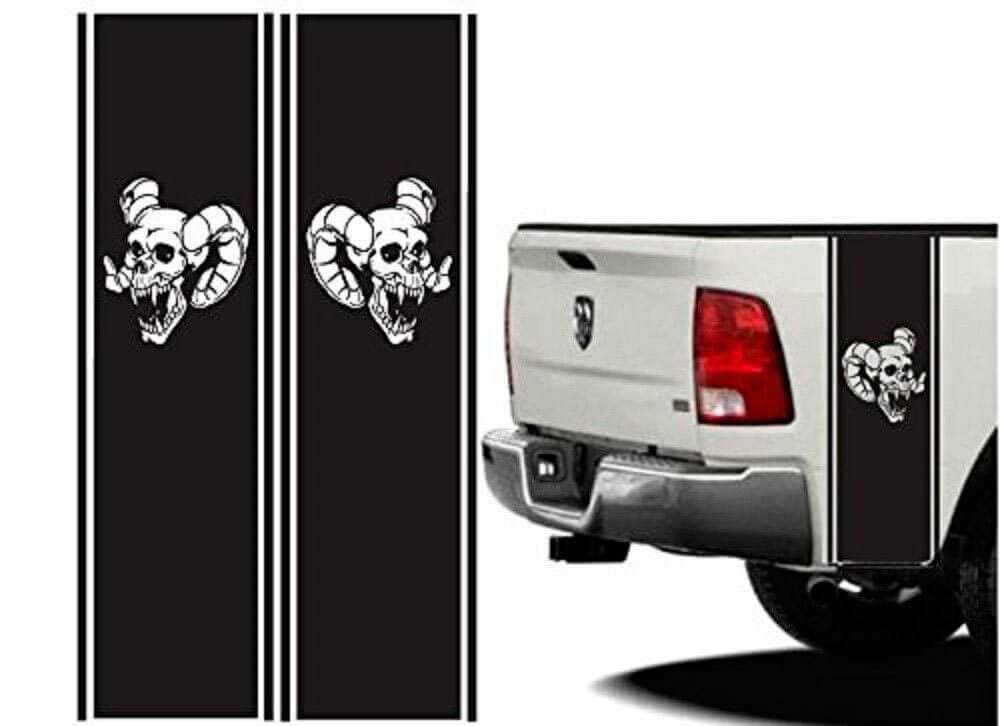 Calcomanía de vinilo con diseño de calavera para caja de camioneta o coche 2 para Dodge Ram Turbo