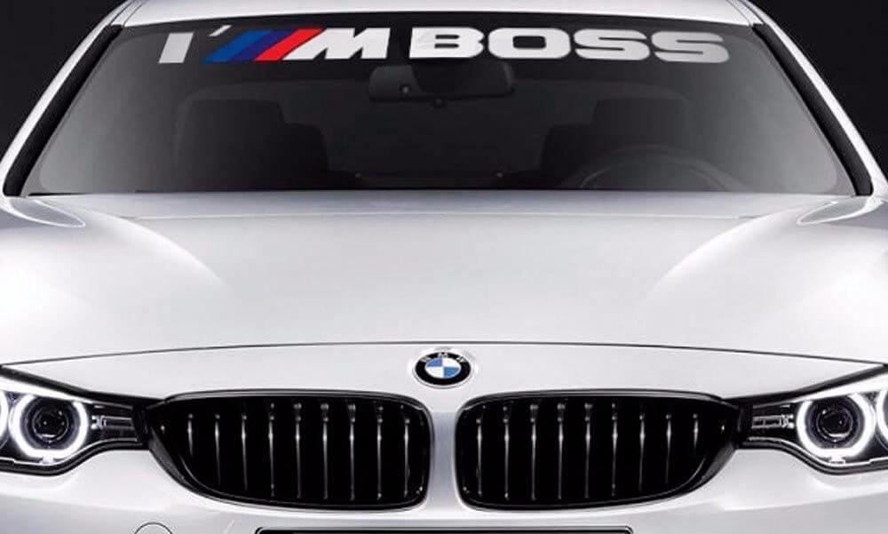 Calcomanía de vinilo para parabrisas I M Boss para BMW