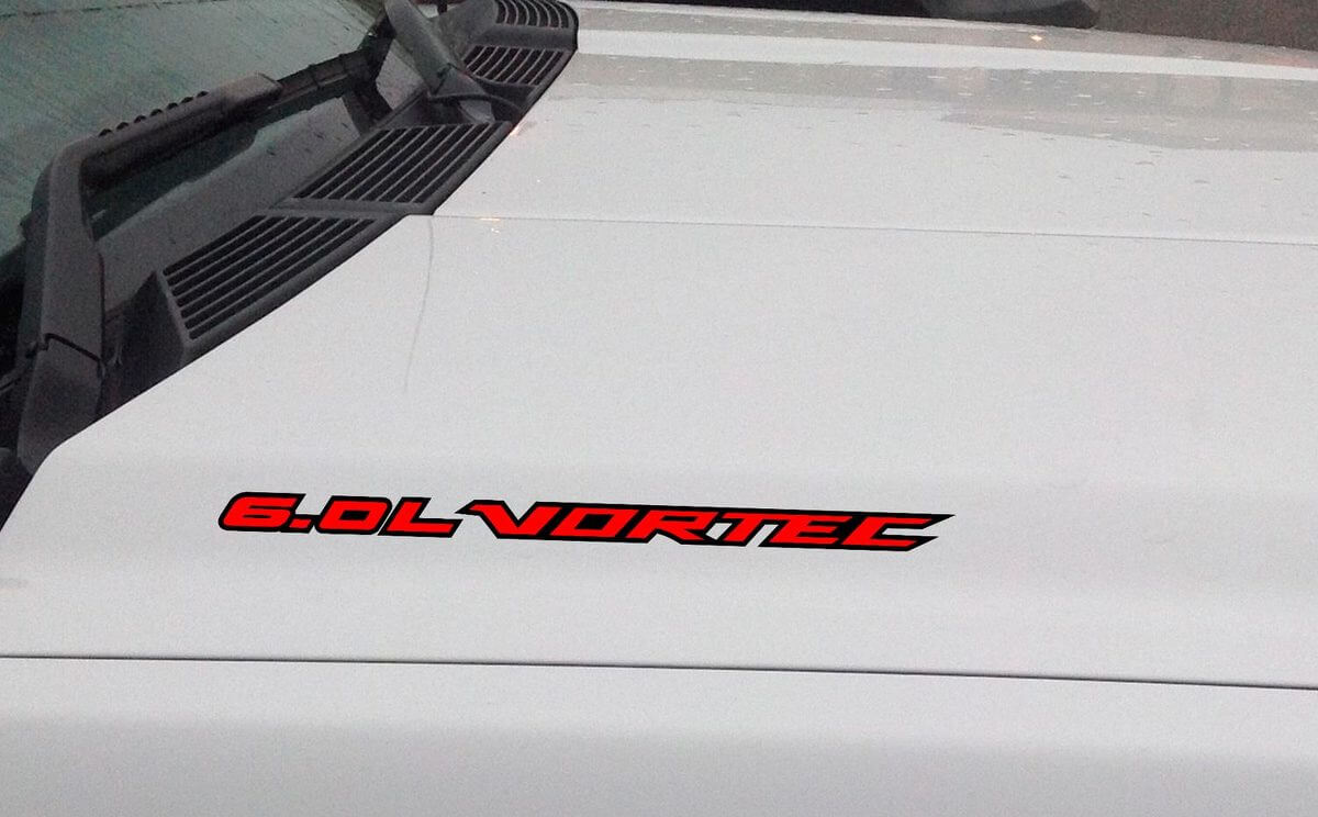Par de calcomanías delineadas para capó 6.0L Vortec para Chevrolet Silverado GMC Sierra