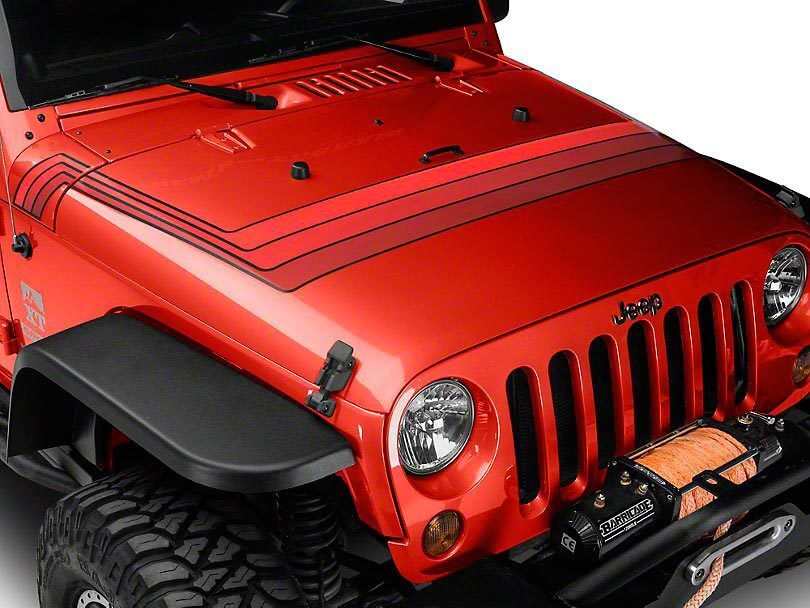 Calcomanía vinilo de franjas en capó estilo retro para Jeep Wrangler JK
