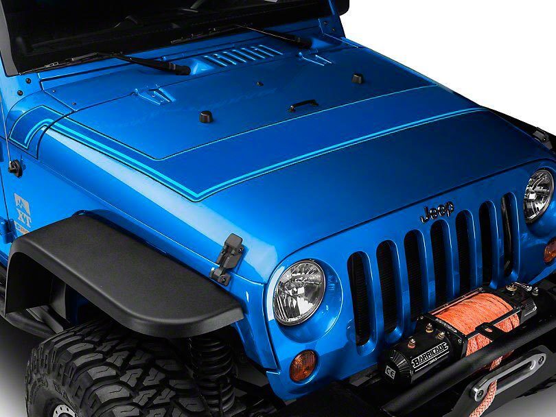 Rayas de capó estilo retro a rayas - Azul para modelos Jeep Wrangler JK 2007-2018