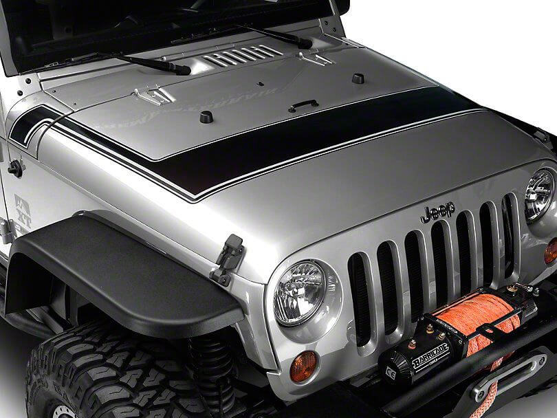 Rayas de estilo retro para capó, color negro y gris, para modelos Jeep Wrangler JK 2007-2018