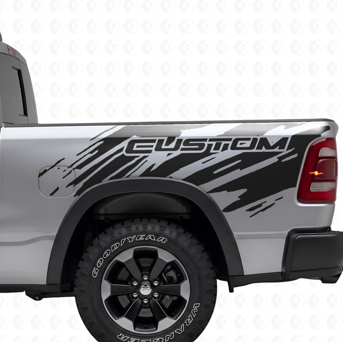Calcomanía de vinilo lateral trasera estilo salpicadura con letras personalizadas para Dodge Ram