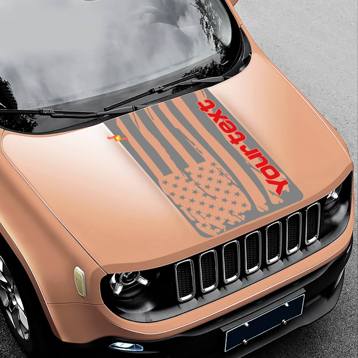 Adhesivo Vinilico de Capó con Bandera Americana Desgastada para Jeep Renegade