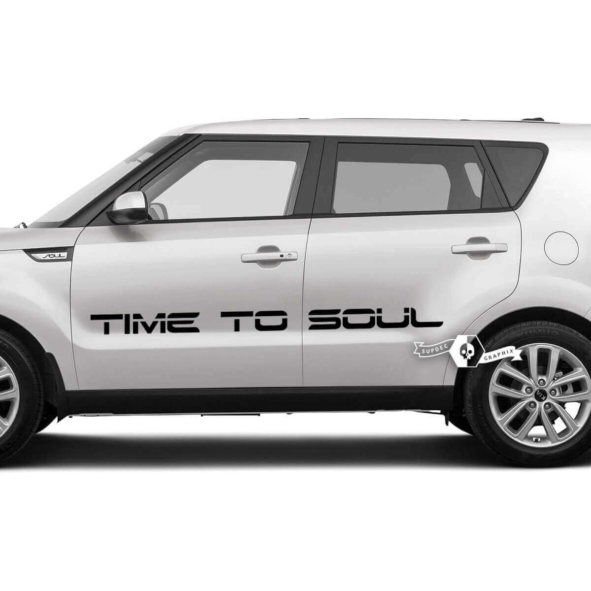 Par de letras Time To Soul emblema Logo calcomanía pegatina vinilo para Kia Soul
