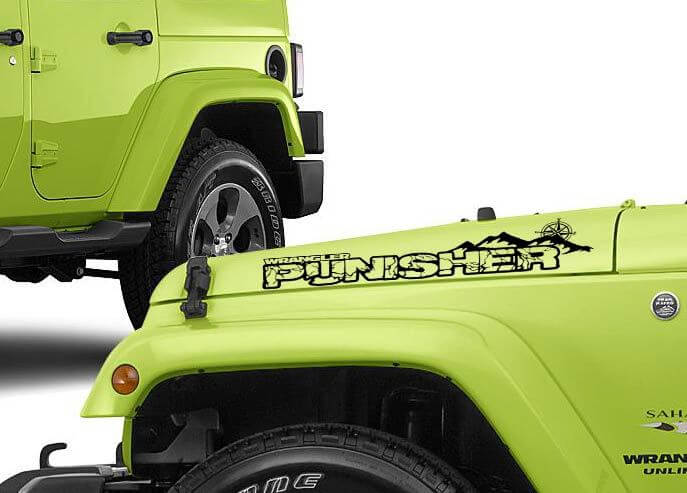 Juego de vinilos personalizados para capó estilo montañoso para Jeep Wrangler