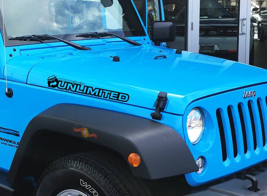 Texto personalizado Calcomanías de vinilo para capó todoterreno Jeep Unlimited Gráfico para Jeep Wrangler Unlimited