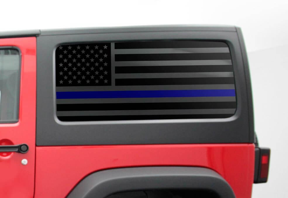 Juego de Pegatinas Vinilo para Ventana Lateral con Bandera USA y Línea Azul para Jeep Wrangler JK