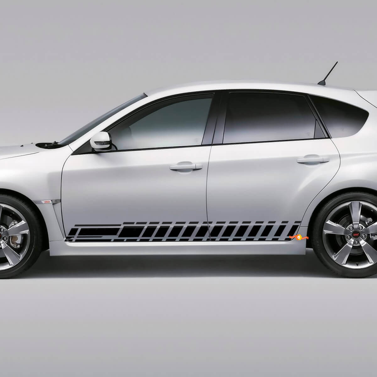 Kit de adhesivos de vinilo con franjas laterales a cuadros para Subaru Impreza Hatchback WRX STI 2007-12