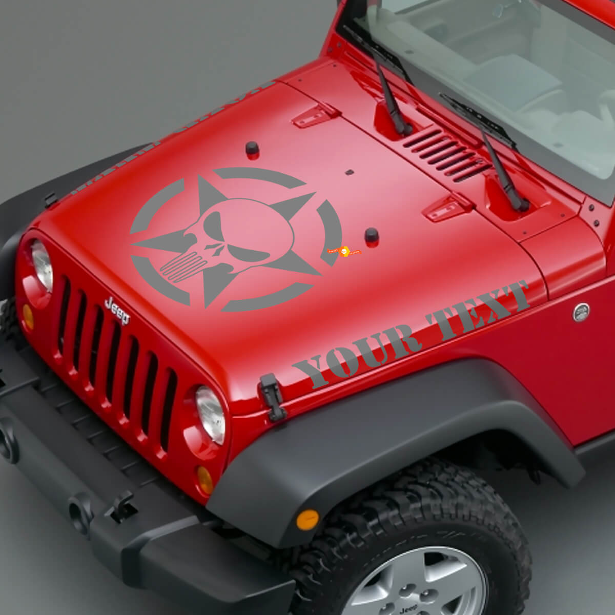 Calcomanía de vinilo con logo de calavera del castigador y estrella del ejército para Jeep Wrangler