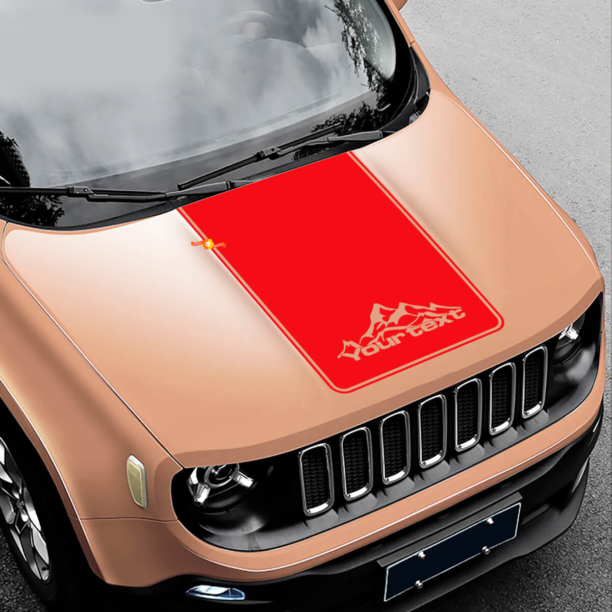 Calcomanía de Vinilo Negro Estilo Montañas 2 para Capó para Jeep Renegade