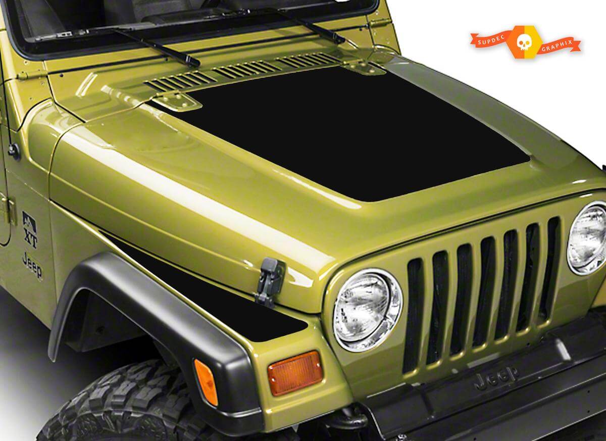 Kit de calcomanías de vinilo de franjas negras para capó y guardabarros para Jeep Wrangler 1997-2006