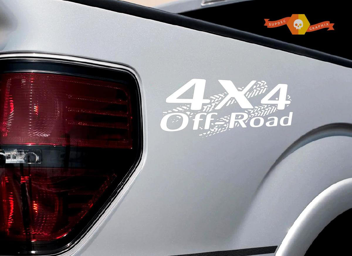4x4 OFF ROAD Tire Track Decal Sticker Truck TRD Tacoma Jeep Dodge Chevy Musclecar Wht