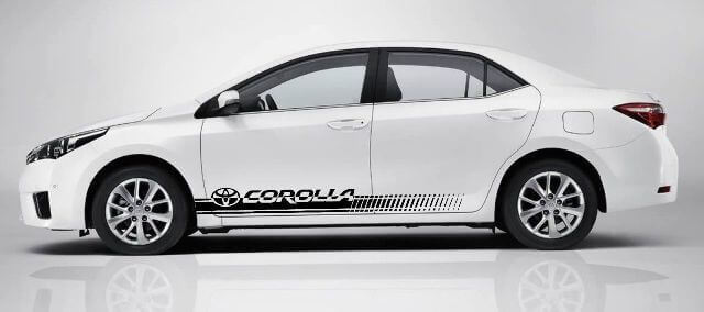Kit de Pegatinas de Vinilo con Franjas Laterales a Cuadros de Marca para Toyota Corolla
