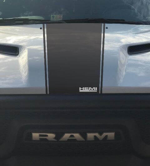 Calcomanía adhesiva de vinilo con franjas de carreras para capó Rebel 5.7L 3 para Dodge Ram (Estilo de fábrica)