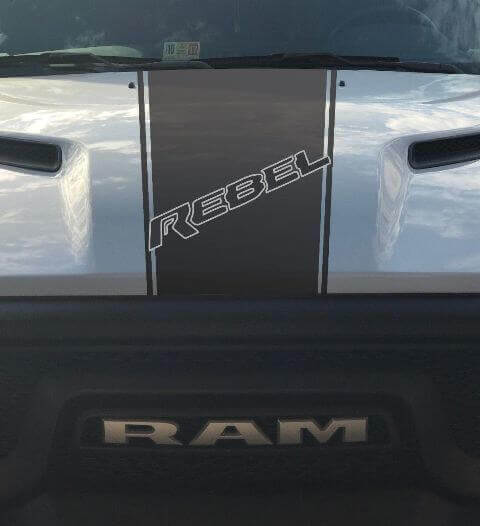 Calcomanía adhesiva de vinilo con raya de carreras para capó Rebel 5.7L para Dodge Ram (estilo de fábrica)