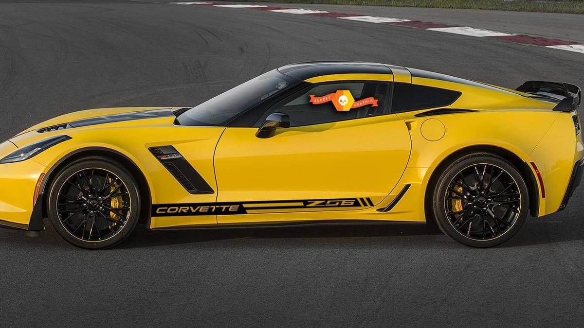 Calcomanía de vinilo con franja lateral de carreras para Chevrolet Corvette Z06 C6 C7 2005-2018