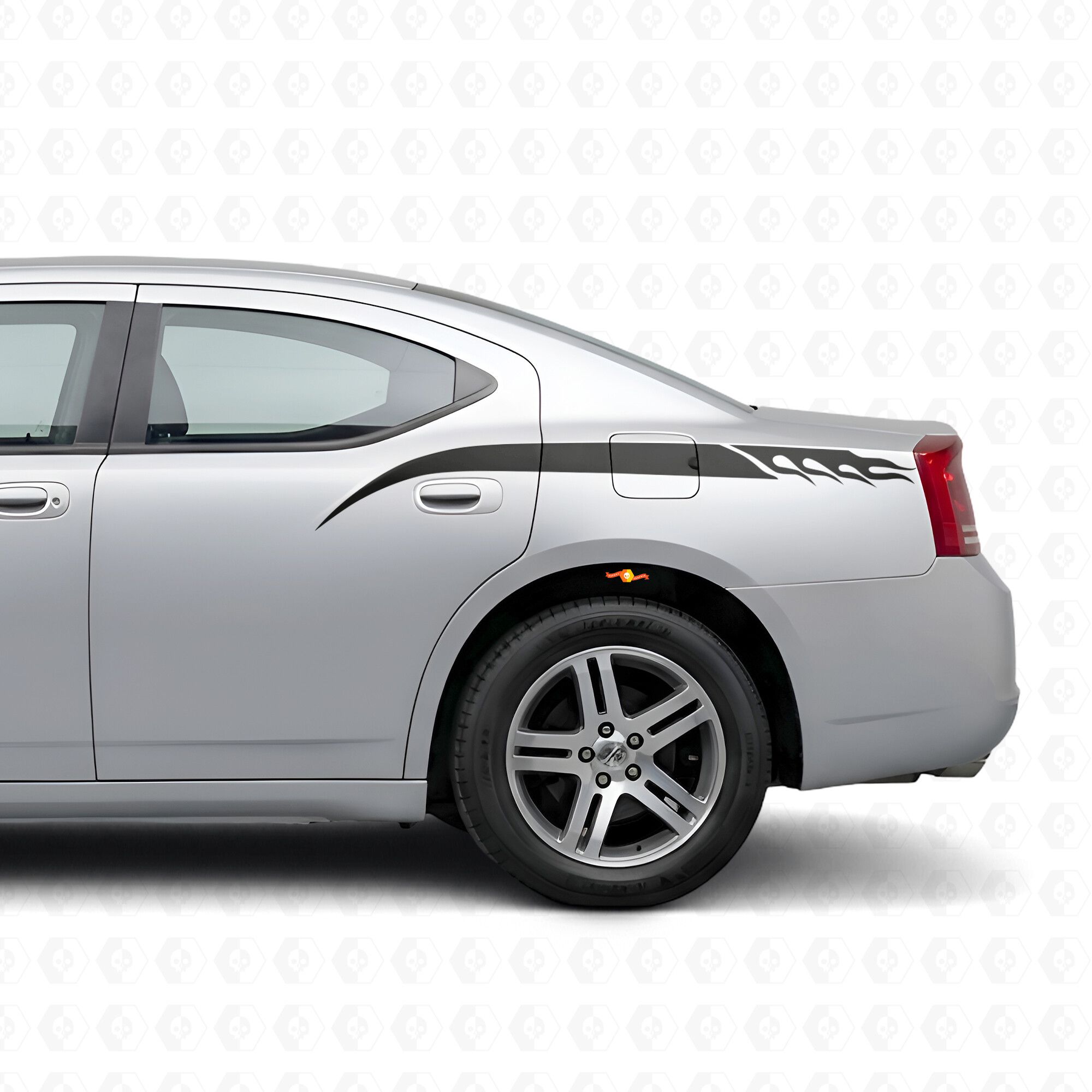 Pegatina de vinilo lateral con franjas estilo llama para Dodge Charger 2006-2010