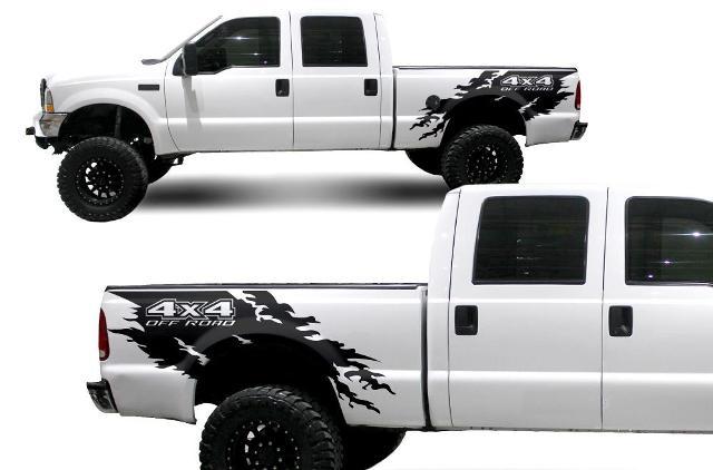 Ford F-250 (1999-2006) Kit de envoltura de calcomanías de vinilo personalizado - 4x4 rasgado
