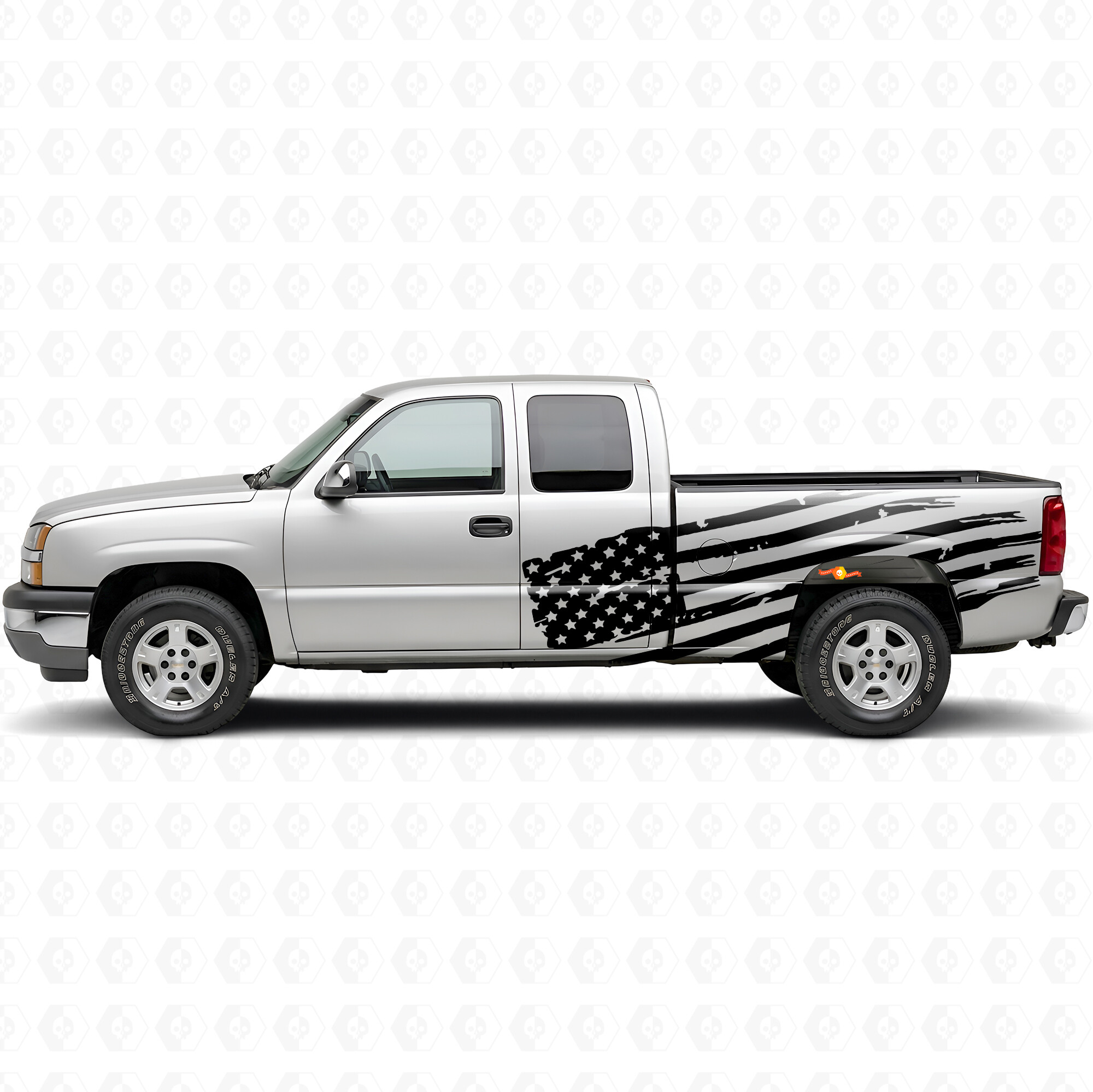 Pegatina adhesiva de vinilo para puerta lateral de cabina con bandera americana desgastada para Chevrolet Silverado 1999-2007