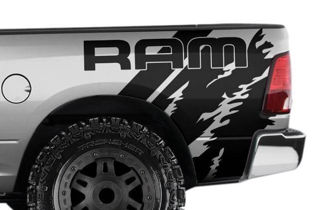 Kit de Vinilo para Lado Trasero Estilo Desgastado Ram para Dodge Ram 1500-3500 2009-18
