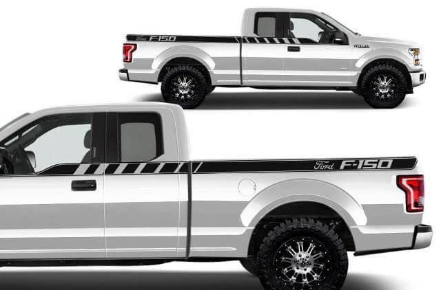 Kit de calcomanías de vinilo de franjas laterales superiores traseras para camioneta Musclecar 2015-2017