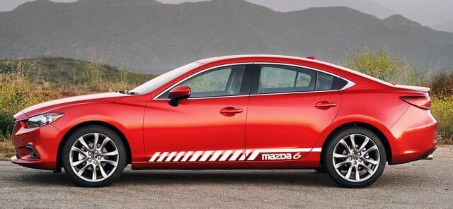 Calcomanía de vinilo lateral para coche con rayas gráficas de carreras para Mazda 6 2014 - 2018