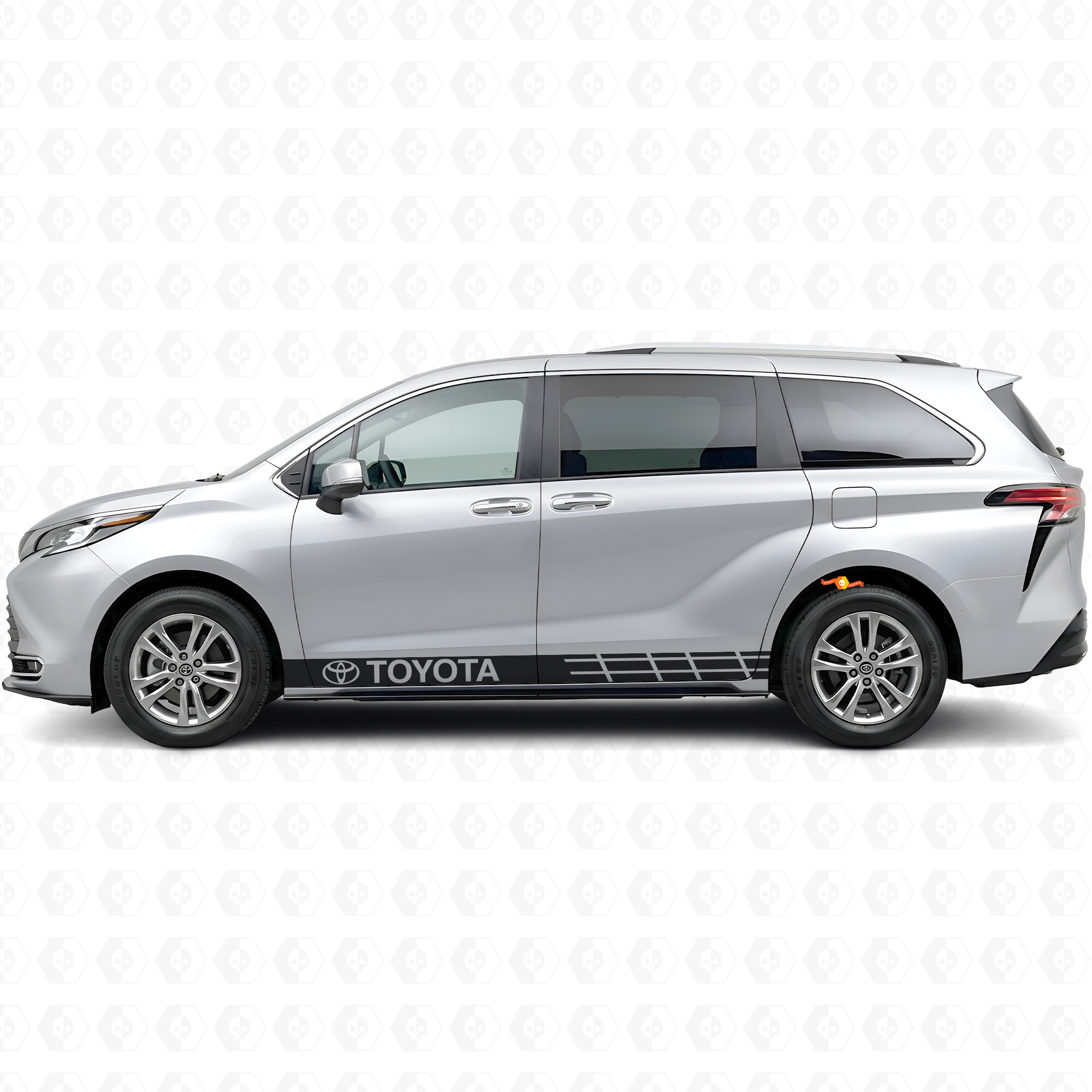 Calcomanía adhesiva de vinilo con franjas de acento de marca para paneles laterales para Toyota Sienna