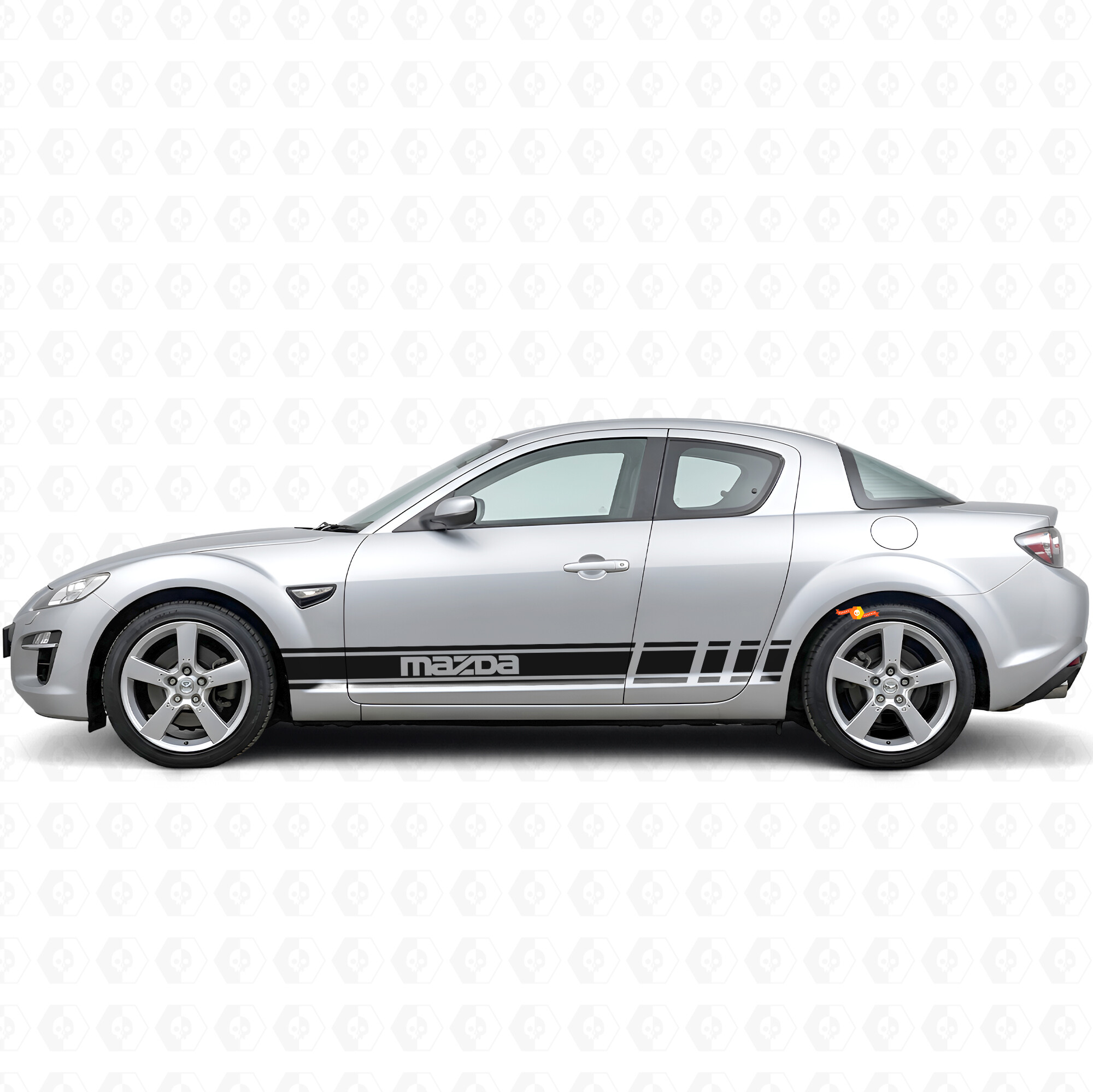 Pegatina de vinilo lateral con franjas decorativas de marca para Mazda RX-8