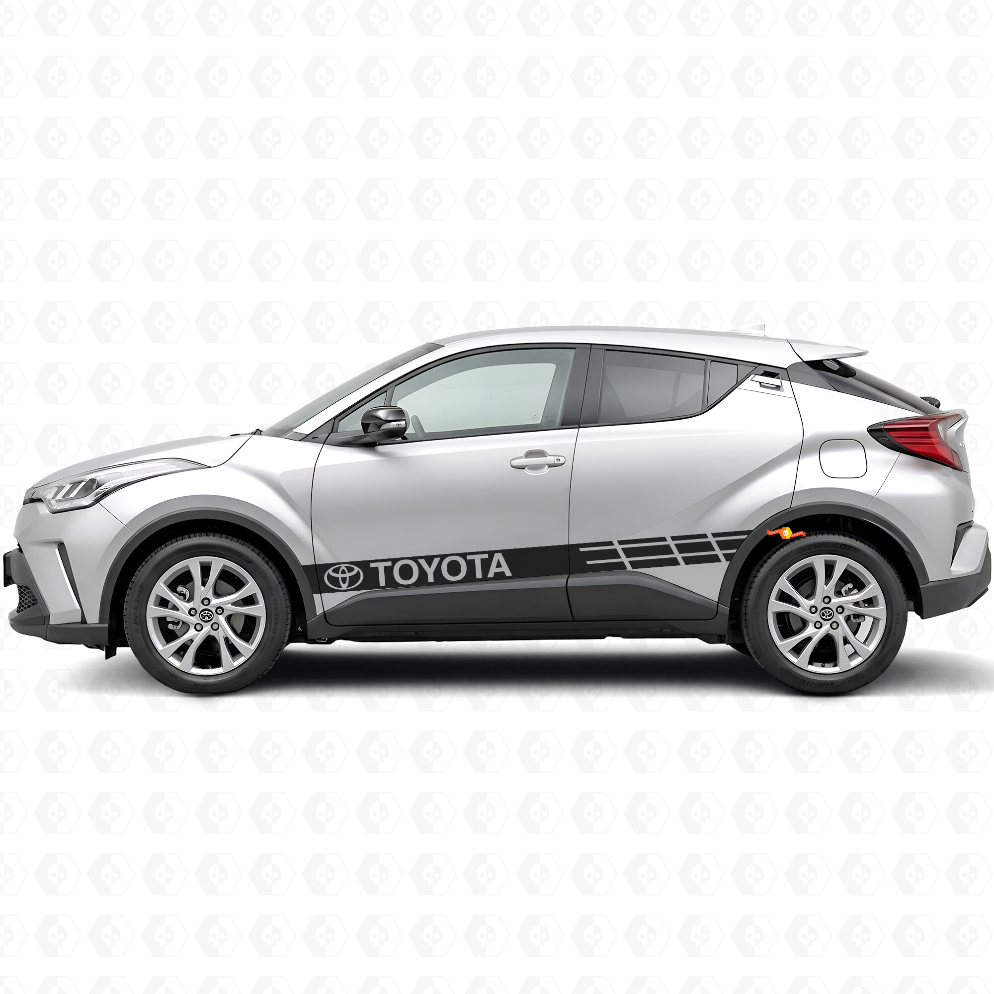 Pegatina lateral de vinilo con rayas de carreras de marca para Toyota C-HR