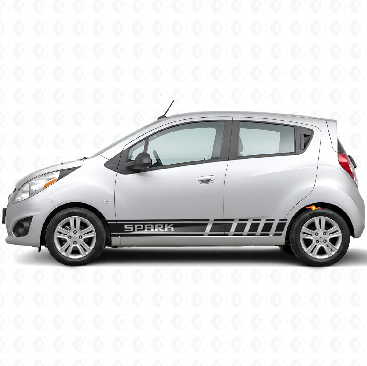 Calcomanía de vinilo lateral con franjas de marca para Chevrolet Spark