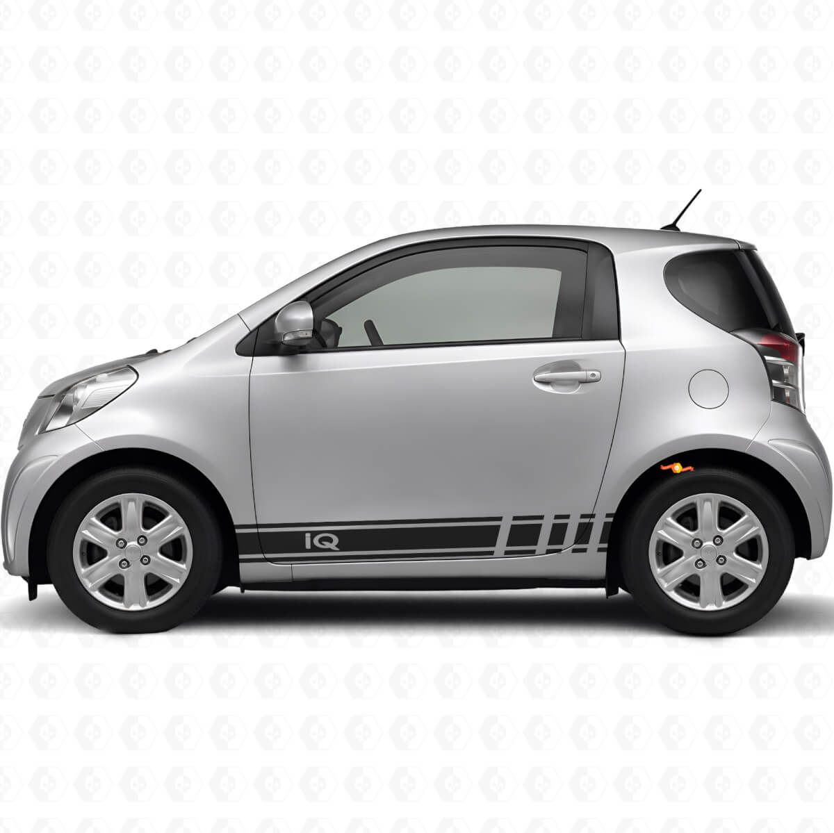 Kit de calcomanías de vinilo con franjas laterales para carreras con logo iQ para Toyota iQ