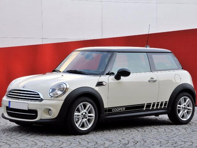 2 tiras gráficas de varios colores, símbolo de Cooper, calcomanía de vinilo para carreras de coches