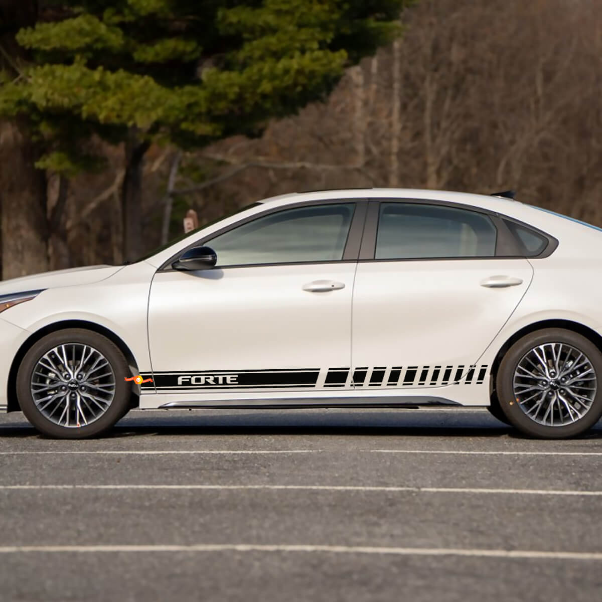 Calcomanía de vinilo con rayas laterales de carreras compatible con Kia Forte
