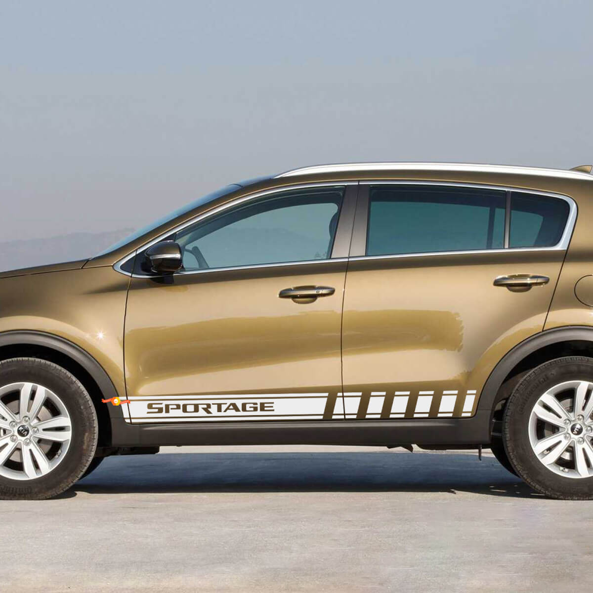 Calcomanía de vinilo con rayas laterales de carreras compatible con Kia Sportage
