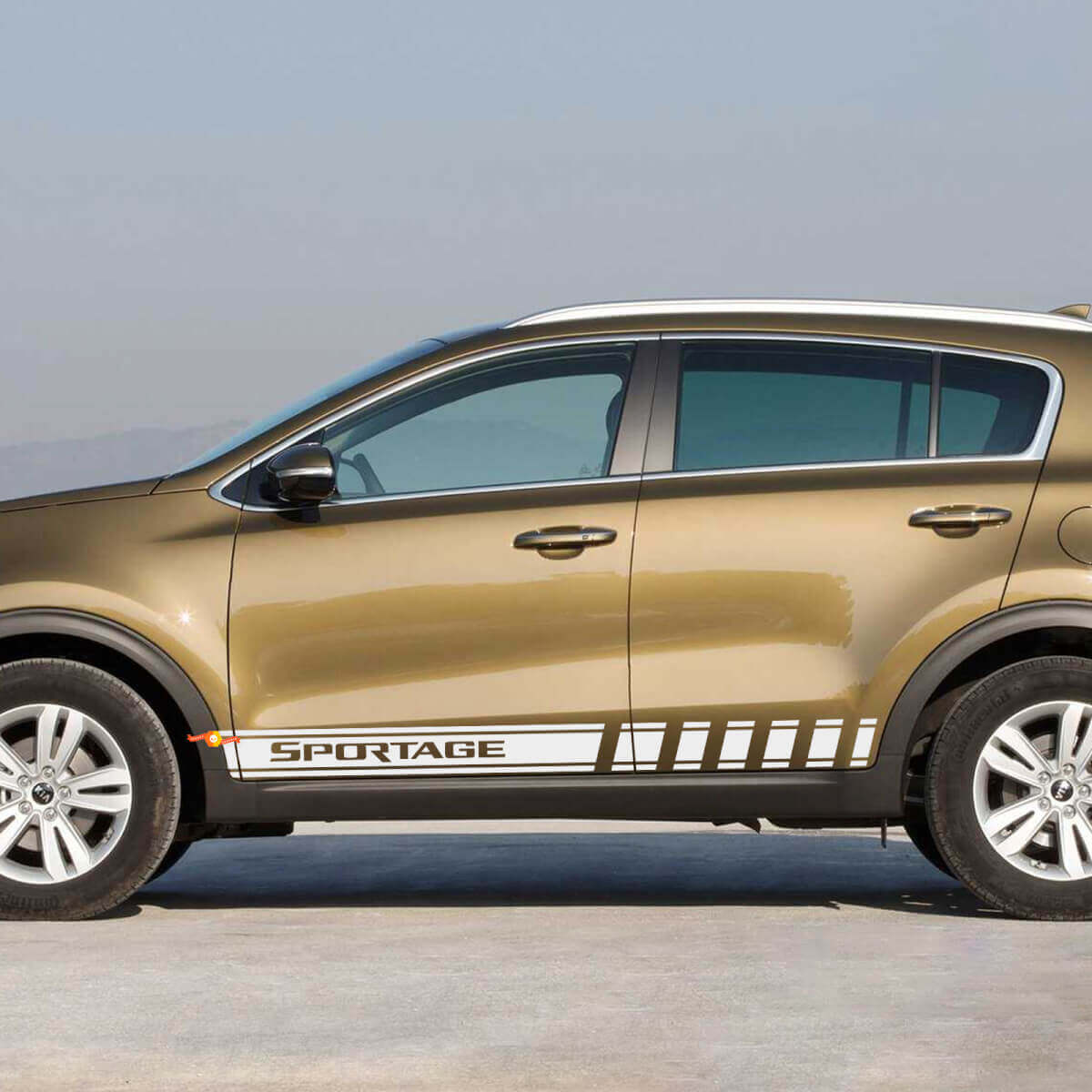 Calcomanía de vinilo con rayas laterales de carreras compatible con Kia Sportage

