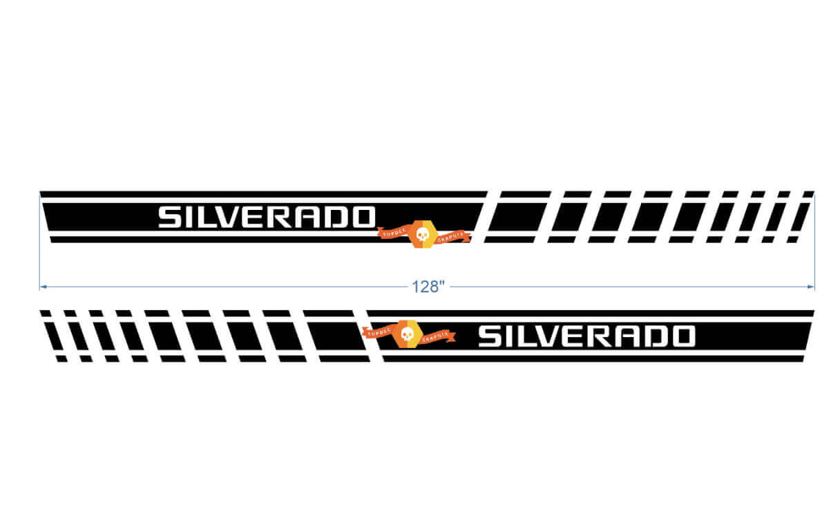 2 pegatinas de vinilo de carreras de coches Chevrolet Silverado con gráficos de varios colores de 128 