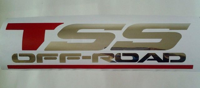 PEGATINAS TOYOTA TSS OFF ROAD DECALS, rojo y cromo plata (SET)