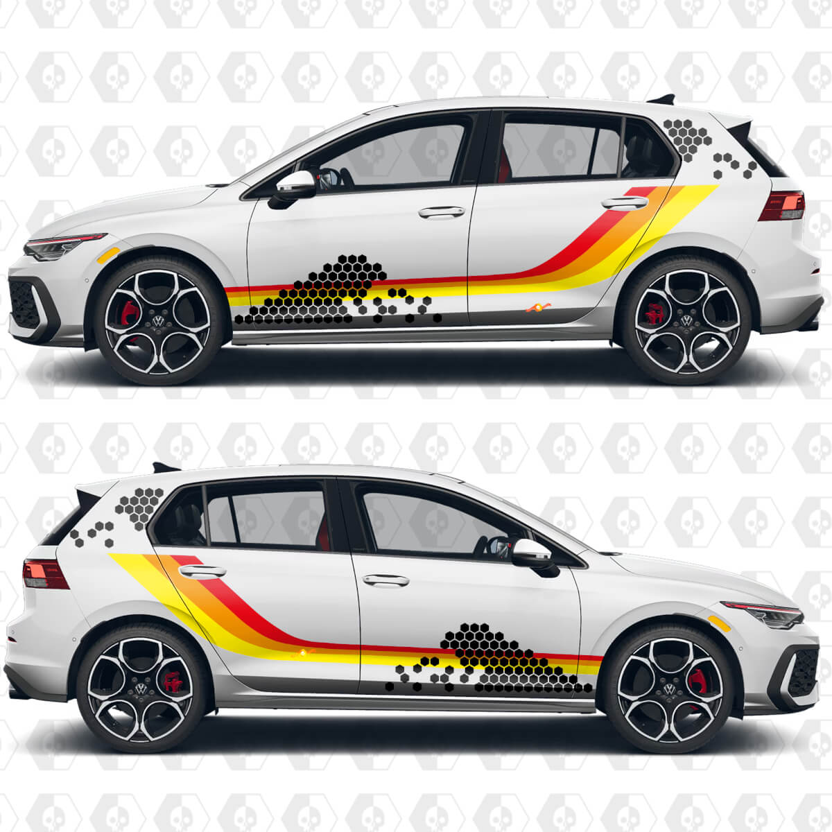 Calcomanías de vinilo con gráficos personalizados de carreras de herencia de panal de abeja para VW Volkswagen Golf

