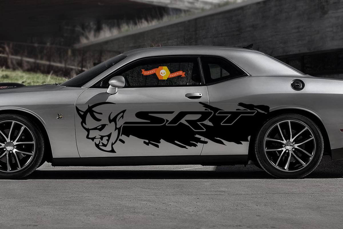 Juego de pegatinas laterales estilo demoníaco de vinilo Grunge para Dodge Challenger