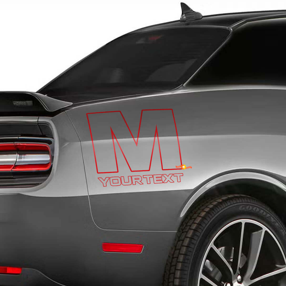 Calcomanía de vinilo lateral trasera con logotipo Mopar M para Dodge Challenger