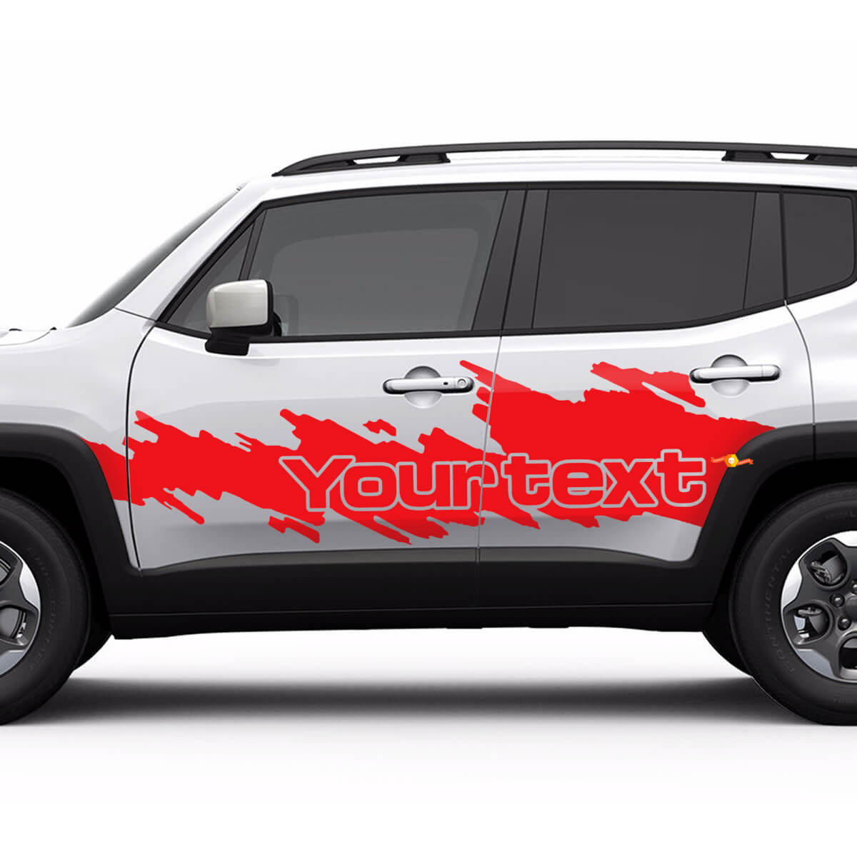 Adhesivo Vinilo Gráfico de Salpicaduras de Texto Personalizado para Puertas Laterales de Jeep Renegade
