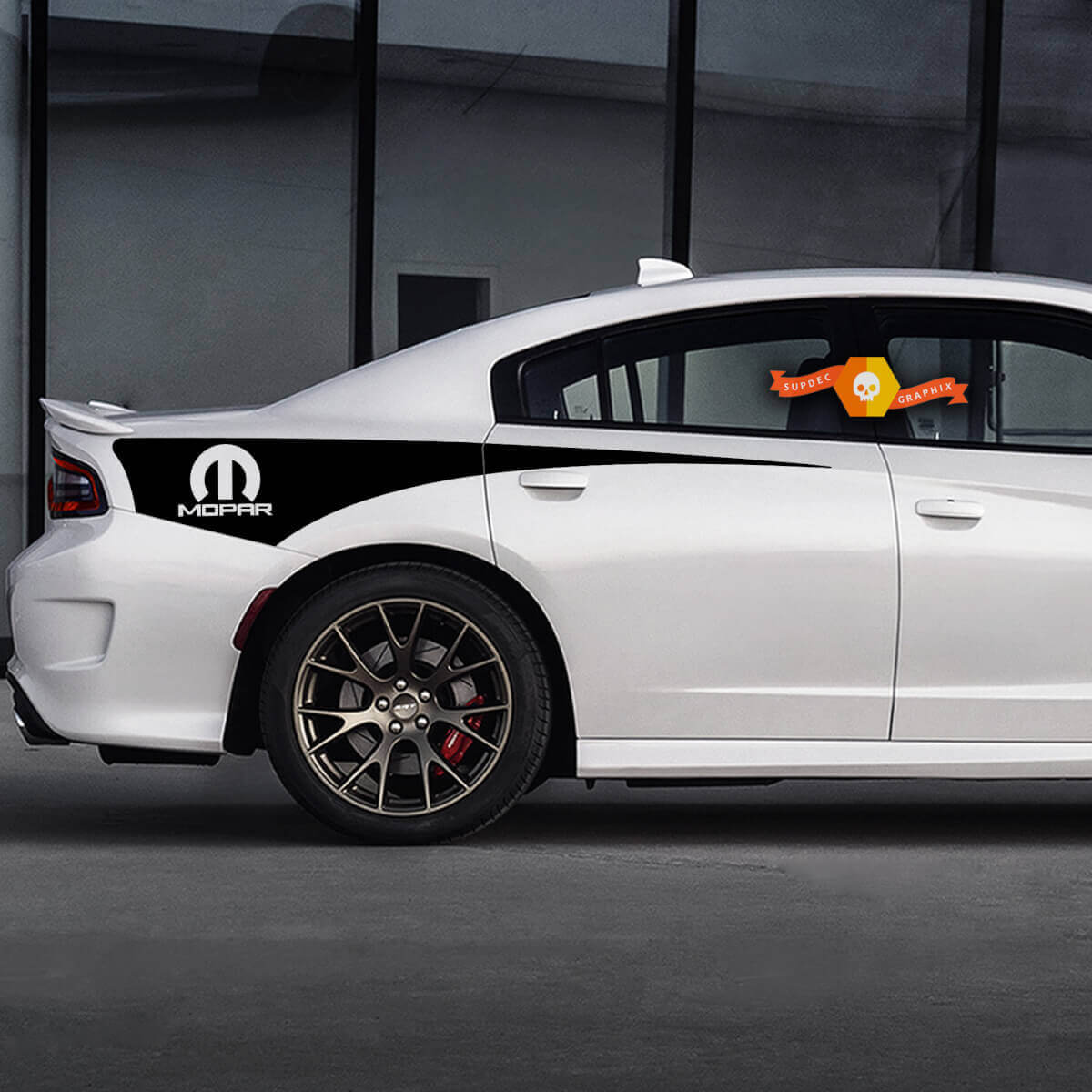 Pegatina de vinilo con franjas estilo Mopar para los laterales de la cama para Dodge Charger 2015-2017
