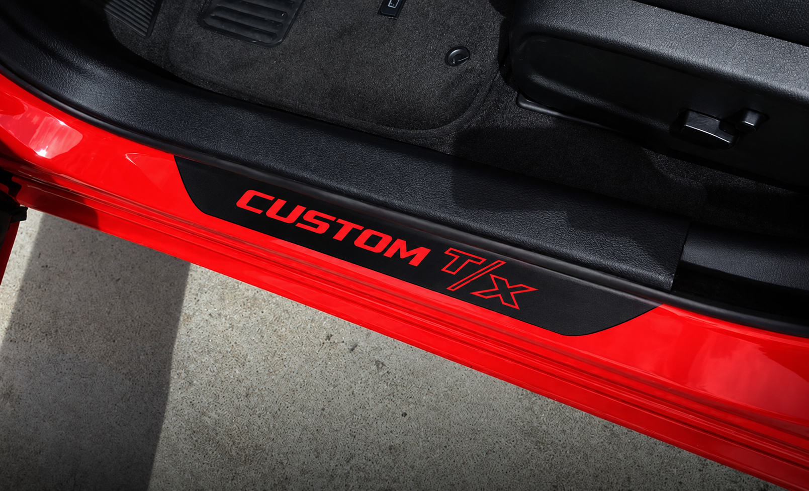 CUSTOM T/X Mixed Lettering Four Piece Door Sill Set Puerta Adhesivo de vinilo para Dodge Charger 2006-2018