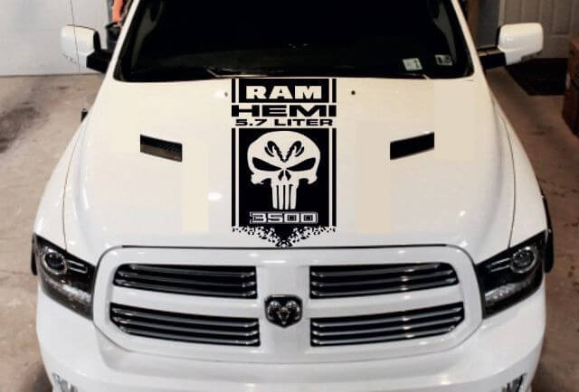 DODGE RAM HEMI 5.7L 3500 2500 1500 1xHOOD DECAL gráfico vinilo adhesivo logo