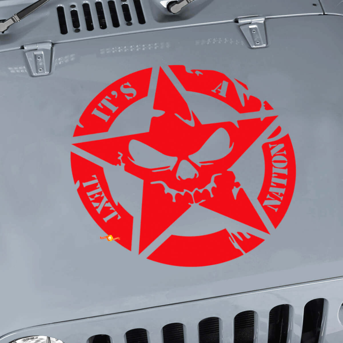 Calcomanía personalizada de capó con calavera y estrella militar para Jeep Wrangler